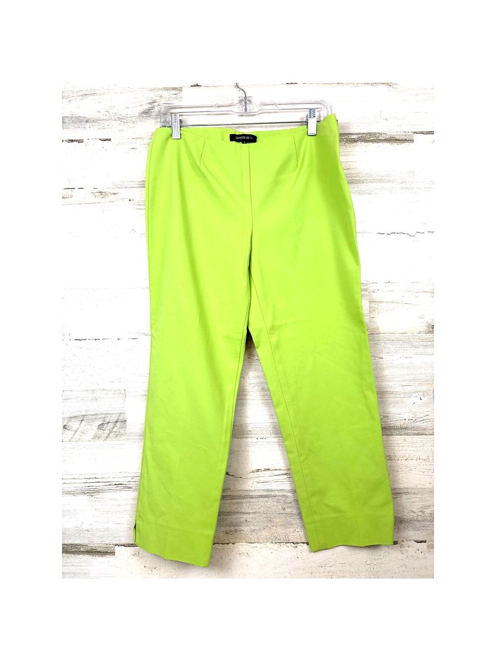 Lafayette 148 Womens 2 Lime Green Cropped Bleeker Flat Front Summer Pants